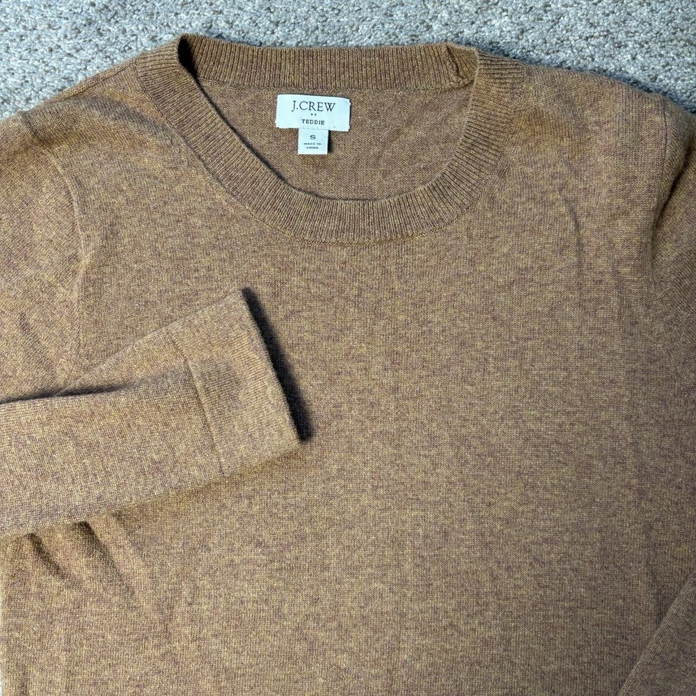 J. Crew Teddie Sweater Womens S Wool Blend Camel Brown Classic Preppy Pullover - Picture 1 of 7